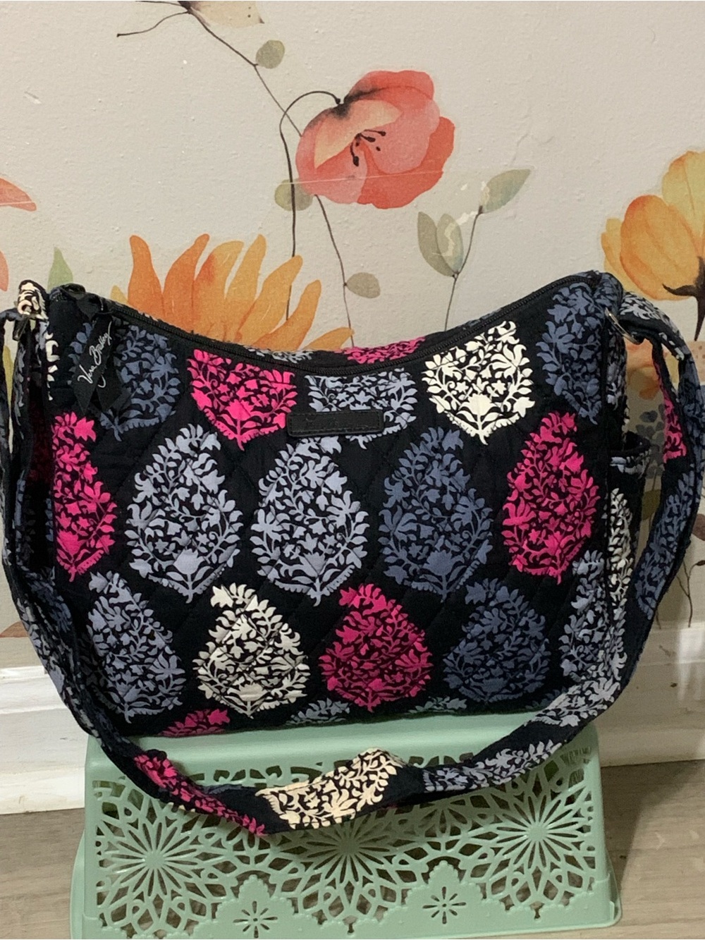 Vera Bradley Northern Lights On The Go Quilted Shoulder Bag - Pink Grey White